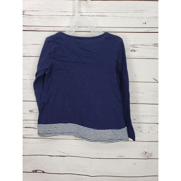 Old Navy navy Blue sailor Small striped bow neck long‎ sleeve shirt - Picture 4 of 8